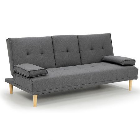 Sarantino Linen Fabric Sofa Bed Lounge Couch Futon - Dark Grey