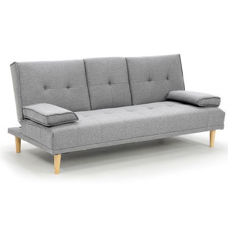 Sarantino Linen Fabric Sofa Bed Lounge - Light Grey