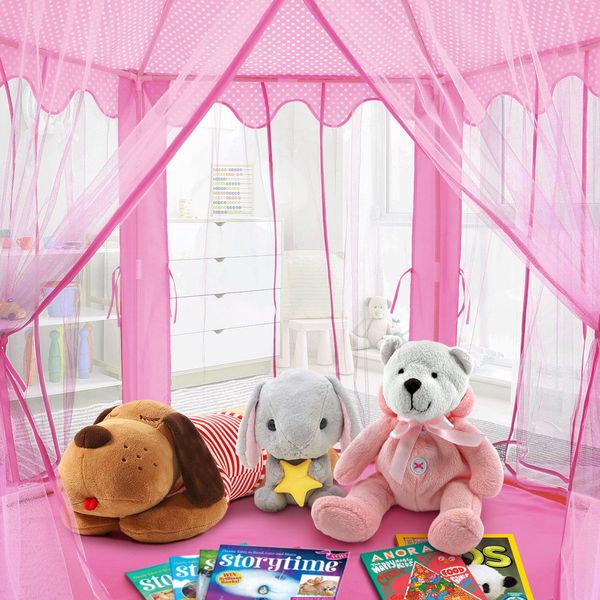 Kids Princess Castle Play Tent Hexagonal Play House Outdoor Indoor Playhouse Pink 