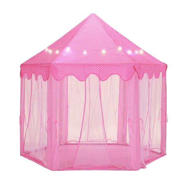 Kids Princess Castle Play Tent Hexagonal Play House Outdoor Indoor Playhouse Pink 