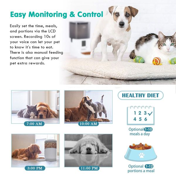 6L Automatic Pet Feeder Wi-Fi Enabled Smart Dog Cat Feeder with App Remote Control