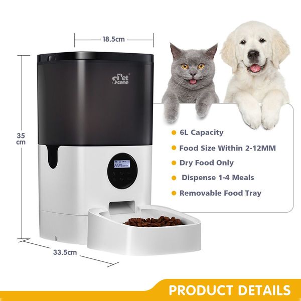 6L Automatic Pet Feeder Dog Cat Feeder Food Dispenser with LCD Screen