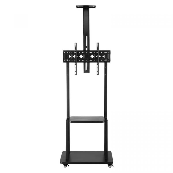 Mobile TV Stand Mount Bracket Trolley 32-75 Inch LED LCD Screen Monitor Television Cart with Media Storage Shelf Wheels Adjustable Freestanding