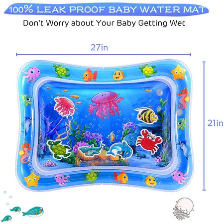 Tummy Time Baby Water Mat Infant Water Mat for 3 6 9 Months Boys Girls Promotes Visual Stimulation (Jellyfish)