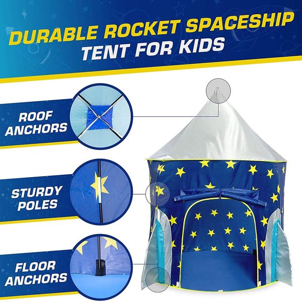 Rocket Tent  Children Castle Playhouse for Boys Girls Toddler, Indoor & Outdoor Use