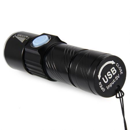 3 Mode USB Flashlight Rechargeable Lithium Battery LED Torch