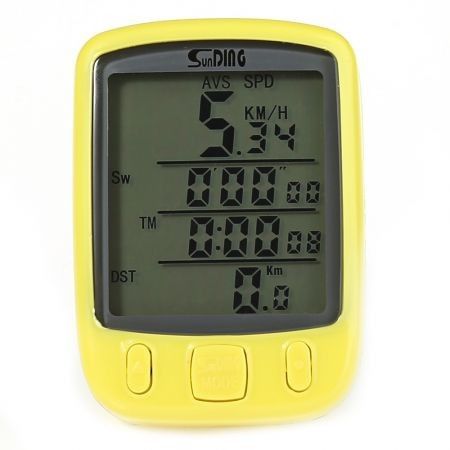 SunDing SD - 563B Outdoor Multifunction Water Resistant Cycling Odometer Speedometer LCD Green Backlight