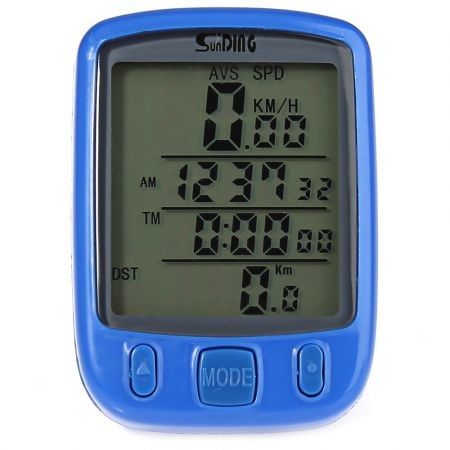 SunDing SD - 563B Outdoor Multifunction Water Resistant Cycling Odometer Speedometer LCD Green Backlight