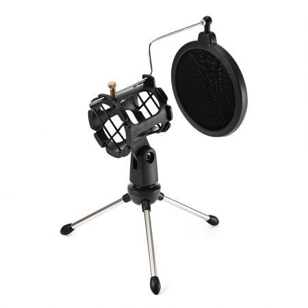 PS - 05 Adjustable Desktop Tripod Studio Condenser Stand for Microphone with Windscreen Filter Cover