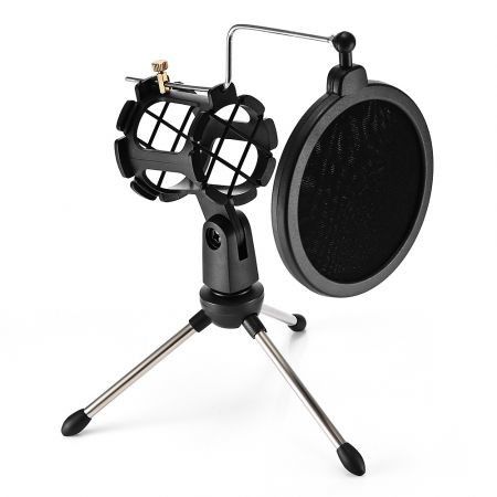 PS - 05 Adjustable Desktop Tripod Studio Condenser Stand for Microphone with Windscreen Filter Cover