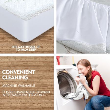 DreamZ Fitted Waterproof Mattress Protector with Bamboo Fibre Cover Double Size