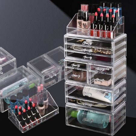 10 Drawers Cosmetic Makeup Organizer Storage Jewellery Box Clear Acrylic