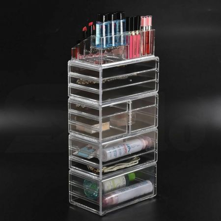 10 Drawers Cosmetic Makeup Organizer Storage Jewellery Box Clear Acrylic