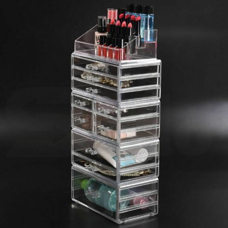 10 Drawers Cosmetic Makeup Organizer Storage Jewellery Box Clear Acrylic