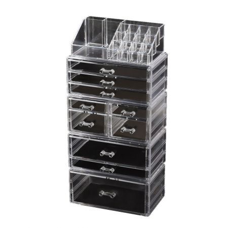 10 Drawers Cosmetic Makeup Organizer Storage Jewellery Box Clear Acrylic