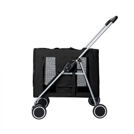 Pet Stroller Dog Cat Puppy Pram Travel Carrier 4 Wheels Pushchair Foldable Black