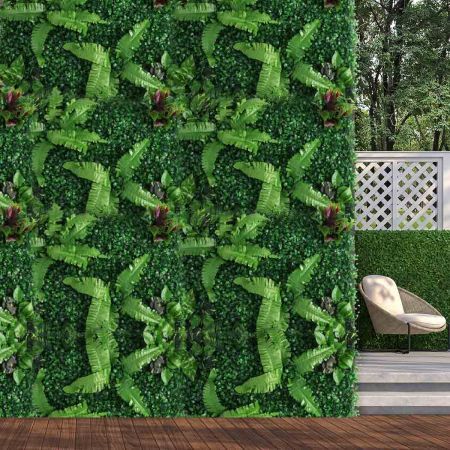 2 x Artificial Hedge Grass Plant Hedge Fake Vertical Garden Green Wall Ivy Mat Fence