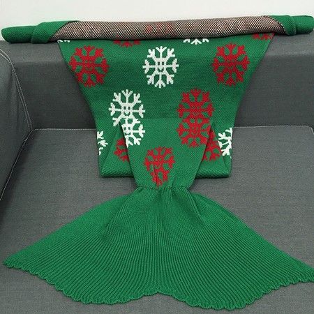 Christmas Snows Design Knitted Mermaid Tail Blanket