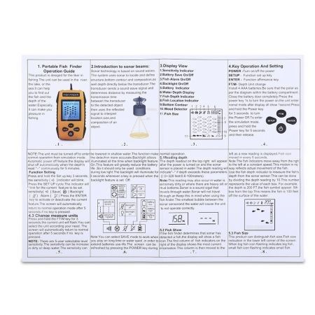 Outlife 0.7 - 100M 200KHz Fish Finder Sonar Alarm Transducer