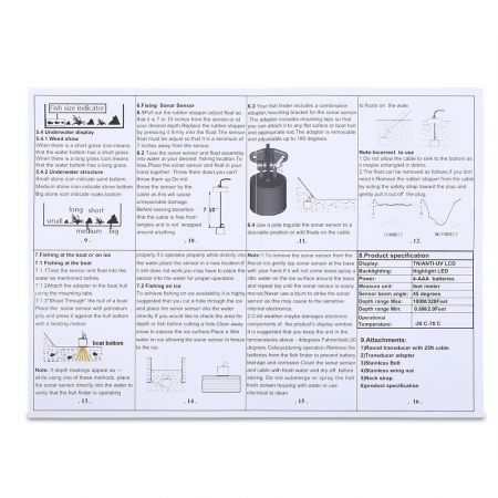 Outlife 0.7 - 100M 200KHz Fish Finder Sonar Alarm Transducer