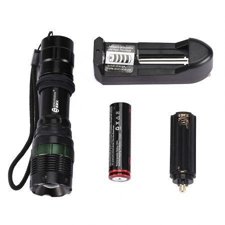 LED Zoom Aluminum Alloy Rechargeable Flashlight