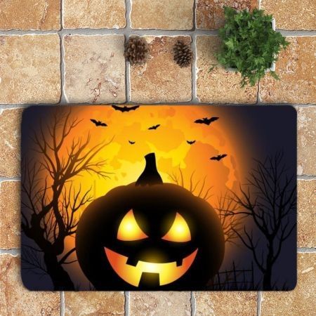 Halloween Pumpkin Withered Tree Printed 3Pcs Bathroom Mats Set