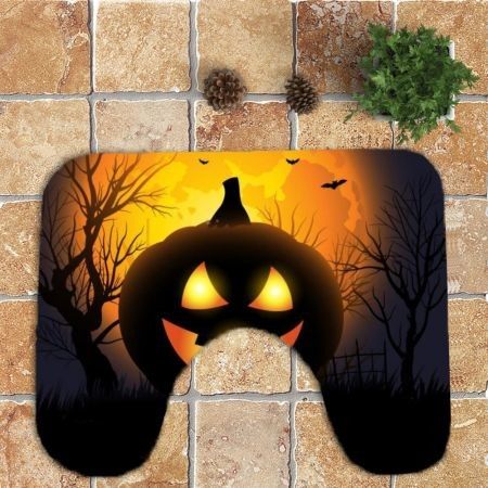 Halloween Pumpkin Withered Tree Printed 3Pcs Bathroom Mats Set