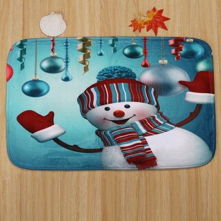 Christmas Baubles Snowman Pattern 3 Pcs Toilet Mat Bath Mat