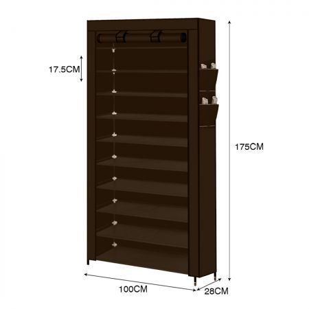 2X Levede Shoe Rack Storage Cabinet Cube DIY Organiser 10 Tier Organizer Brown