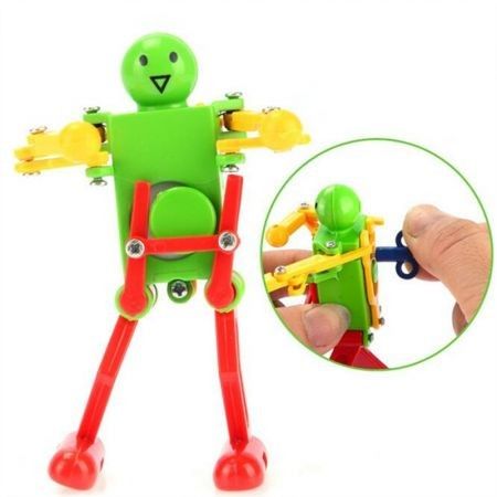 Colorful Clockwork Spring Wind up Dancing Walking Robot Toy