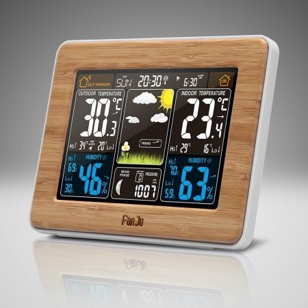 FanJu FJ3365 Weather Station Color Forecast with Alert Temperature Humidity Barometer Alarm Moon Phase