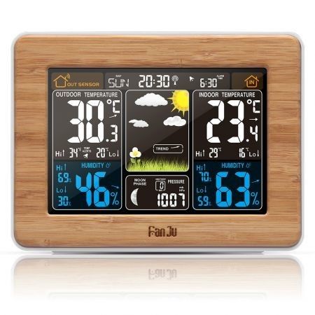 FanJu FJ3365 Weather Station Color Forecast with Alert Temperature Humidity Barometer Alarm Moon Phase