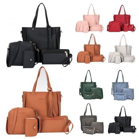 Womens Handbag 4pcs Set Leather Shoulder Bag Totes Messenger Bag