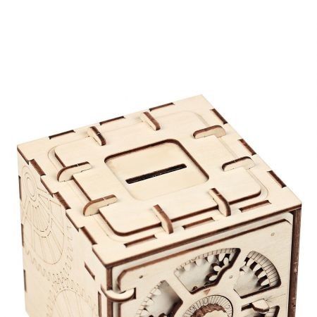 Wooden Mechanical Model 3D Puzzle Cipher Code Deposit Box