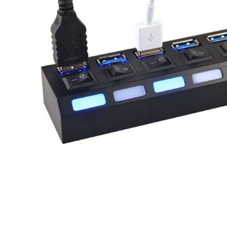 Portable 7 Ports USB 3.0 Hub with Independent Switch