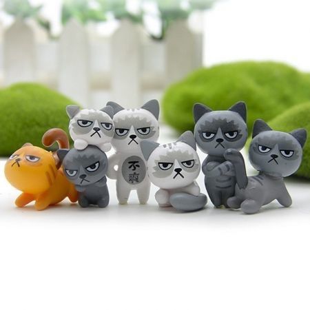 Super Cute Lovely Unhappy Cats Action Figure Toy Kids Gifts 6pcs