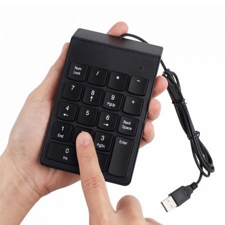 Wired Keyboard Mini Portable Wterproof USB Numeric Keypad Numpad Number 18 Keys