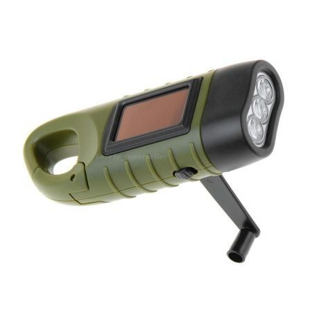 2018 Rechargeable LED Flashlight Hand Crank Dynamo Solar Powered Torch Outdoor