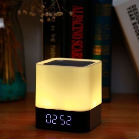 MUSKY DY28 Alarm Clock Wireless Bluetooth Speaker LED Colorful Night Lamp