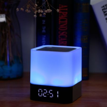 MUSKY DY28 Alarm Clock Wireless Bluetooth Speaker LED Colorful Night Lamp