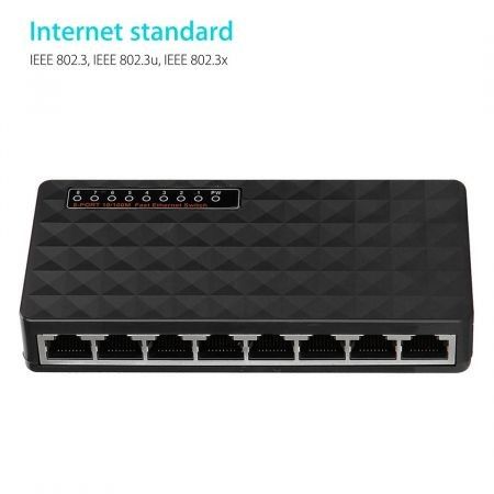 8 Port Fast Ethernet LAN Desktop RJ45 Network Switch Hub Adapter