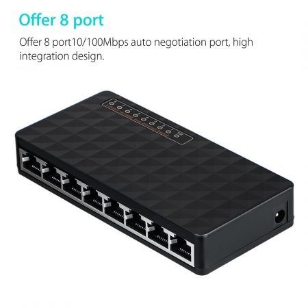 8 Port Fast Ethernet LAN Desktop RJ45 Network Switch Hub Adapter