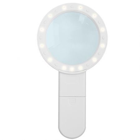 Handheld LED 30X Magnifying Glass Illuminated Light Magnifier with 12 Beads