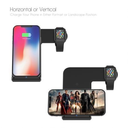 2 in 1 Fast Charging Wireless Charger Stations for Apple Watch / iPhone X / 8 Plus