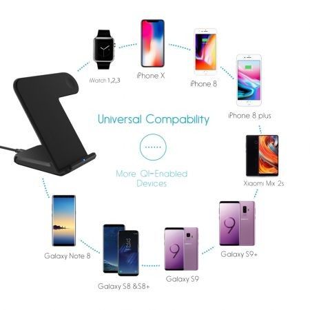 2 in 1 Fast Charging Wireless Charger Stations for Apple Watch / iPhone X / 8 Plus