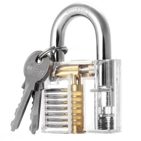 LOCKMALL Transparent Skill Training Padlock Stainless Steel Lock Picks Set