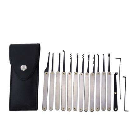 LOCKMALL Transparent Skill Training Padlock Stainless Steel Lock Picks Set