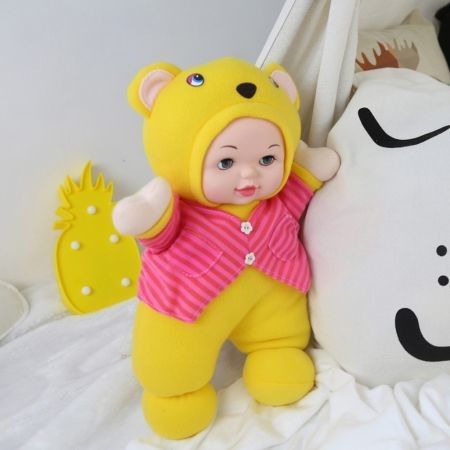 T1652A Children Stuffed Yellow Cartoon Bear Doll Birthday Gift