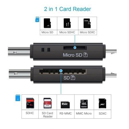 3 in 1 OTG Card Reader Type C USB Micro USB Combo to 2 Slot TF SD Card Reader