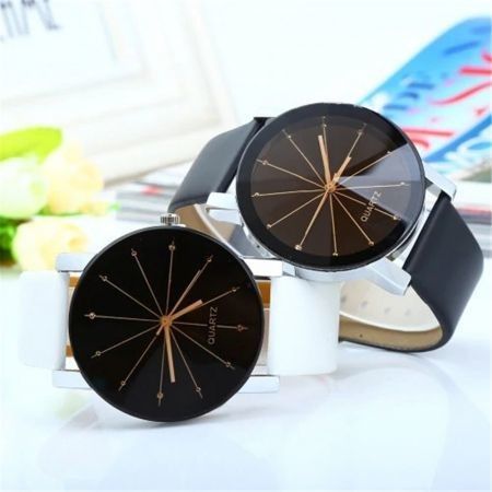 GENEVA Men Fashion Simple Ray Belt Quartz Wrist Watch